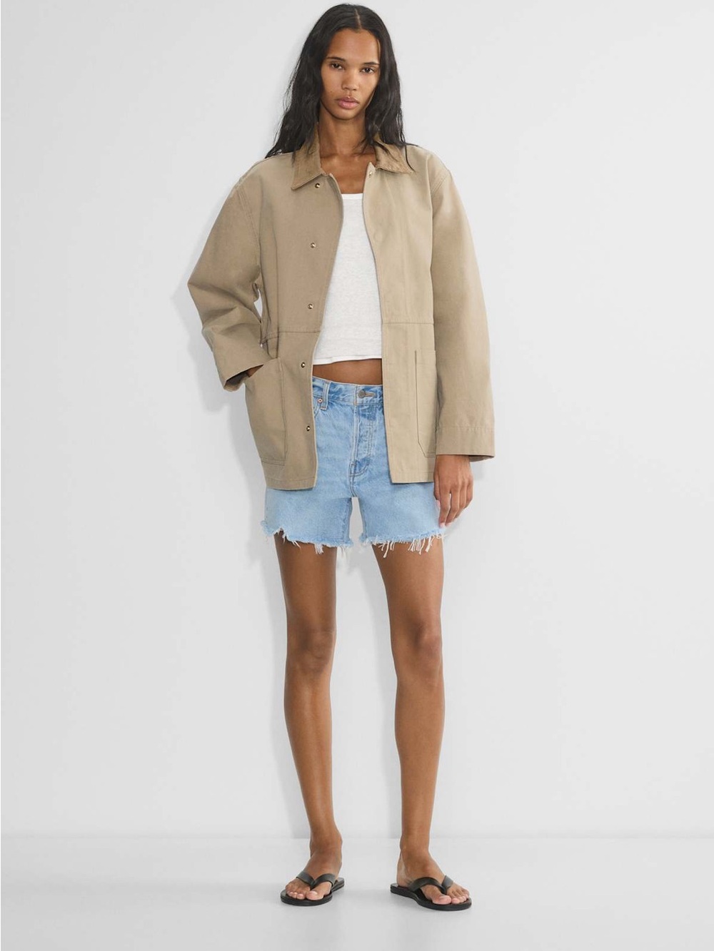 Aritzia TNA Edison Chore Barn Jacket Neutral Tan Khaki Size S Cotton Equestrian